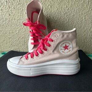 CONVERSE CHUCK TAYLOR ALL STAR MOVE PLATFORM POP BARELY ROSE-STRAWBERRY JAM New